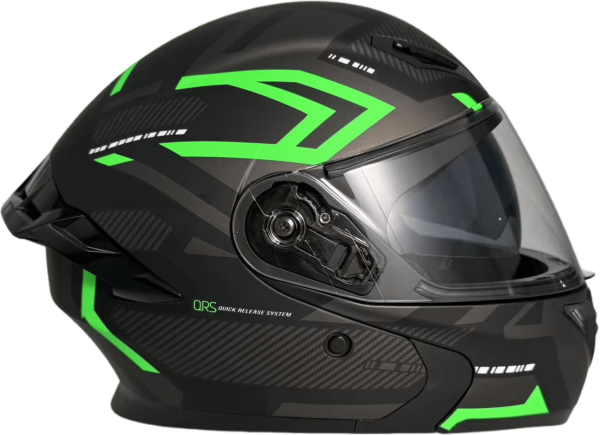 Шлем мото интеграл Helmet TQ 902 чёрный/зелёный XL | Мототека