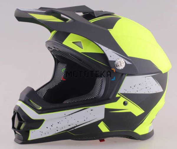 Шлем мото кроссовый RACER (Рейсер) JK802 (XXL) желтый/черный, (no visor)
