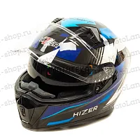 Шлем мото интеграл HIZER (Хайзер) J5320 №1 (M) black/blue (2 визора)