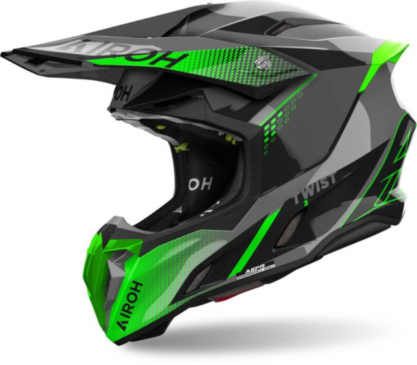 Шлем мото кроссовый Airoh (Айрох) TWIST 3 SHARD Green Glossy M