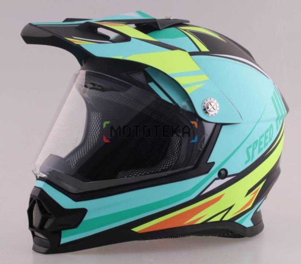 Шлем мото интеграл RACER (Рейсер) JK802 (M) серый/синий
