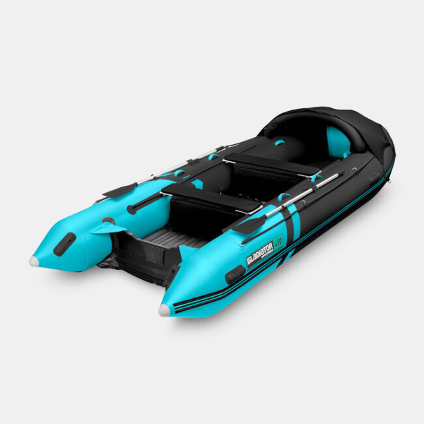 Лодка ПВХ GLADIATOR (Гладиатор) E 450 PRO чёрный/бирюзовый | Мототека