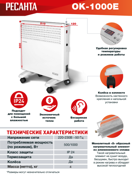 Конвектор РЕСАНТА ОК - 1000Е | Мототека