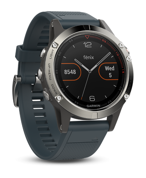 Часы Garmin (Гармин) FENIX 5 серебристые с синим ремешком