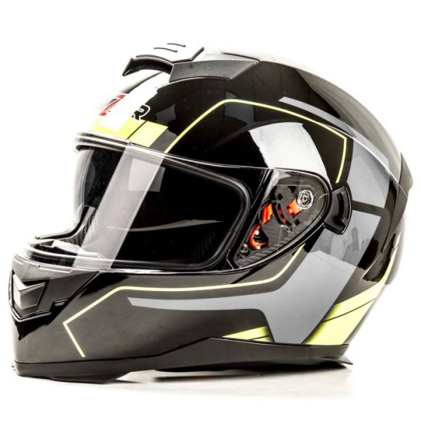 Шлем мото интеграл HIZER (Хайзер) J5318 (M) #1 black/yellow (2 визора)