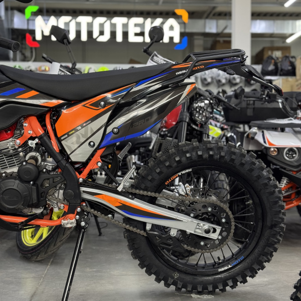 Мотоцикл кроссовый / эндуро Regulmoto (Регулмото) ATHLETE PRO (4 valves) 6 передач чёрный/оранжевый/синий с ПТС | Мототека