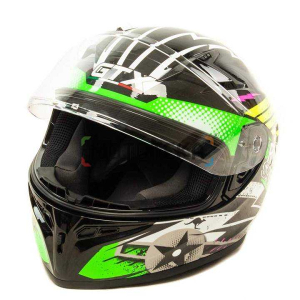 Шлем мото интеграл GTX 578S (L) #1 BLACK / FLUO GREEN YELLOW подростковый