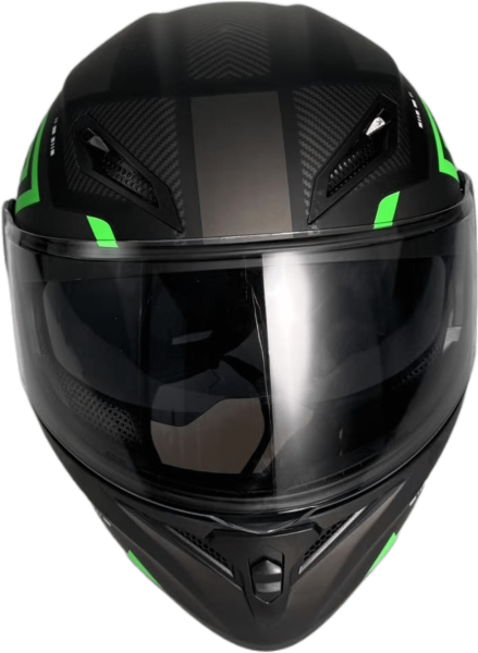 Шлем мото интеграл Helmet TQ 902 чёрный/зелёный XL | Мототека