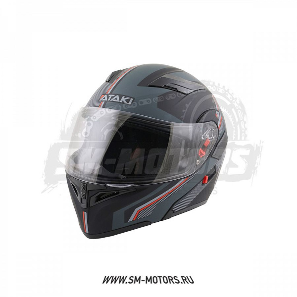 Шлем модуляр ATAKI (Атаки) JK902 Shape чёрный/серый матовый S