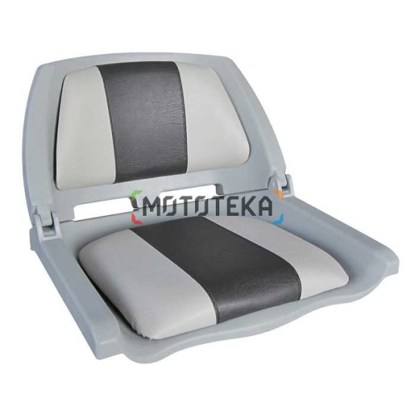 Сиденье Newstarmarine (Ньюстармарин) пластмассовое складное с подложкой Molded Fold-Down Boat Seat,серо-чёрное