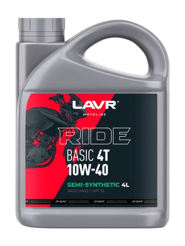 Масло моторное LAVR 7750 RIDE BASIC 4T 10W40 SL 4 л