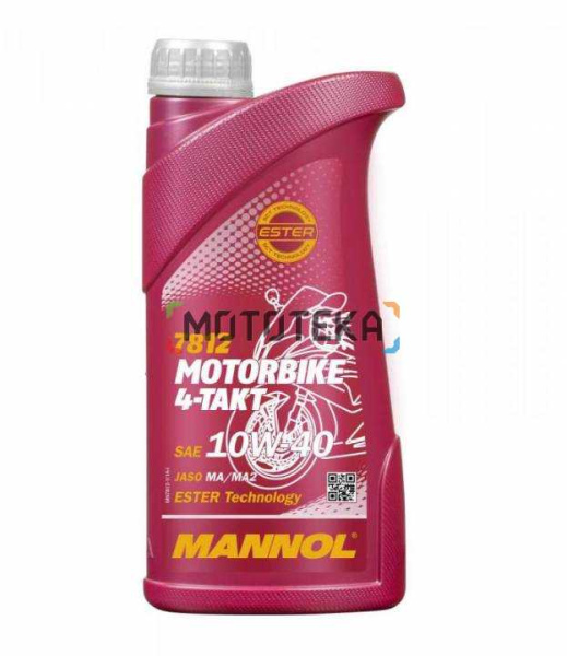 Масло моторное синтетическое 7812 Mannol (Маннол) 4 - TAKT MOTORBIKE 10W - 40 1 л. для мотоциклов 10W - 40