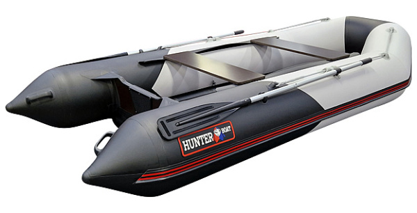 Лодка ПВХ Hunter (Хантер) 345 ЛКА белый/чёрный в магазине Мототека по цене 56 000 ₽