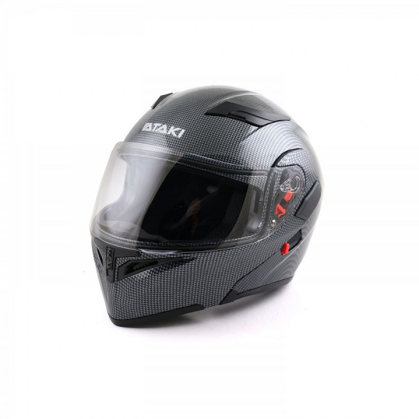 Шлем модуляр ATAKI (Атаки) JK902 Carbon чёрный/серый глянцевый S