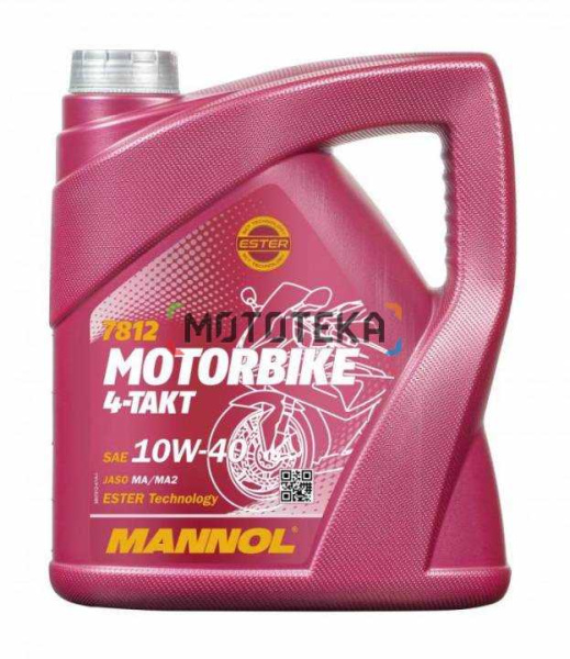 Масло моторное синтетическое 7812 Mannol (Маннол) 4 - TAKT MOTORBIKE 10W - 40 4 л. для мотоциклов 10W - 40