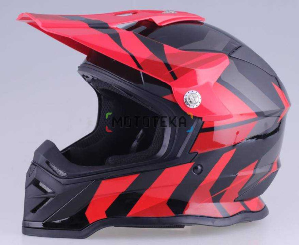 Шлем мото кроссовый RACER (Рейсер) BLD-819-7 new (XXL) черный/красный, (no visor)